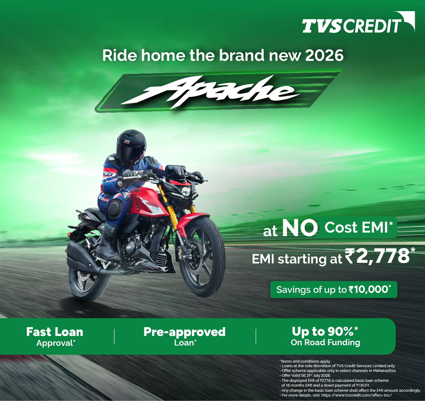 2026 Apache No Cost EMI – MH Region