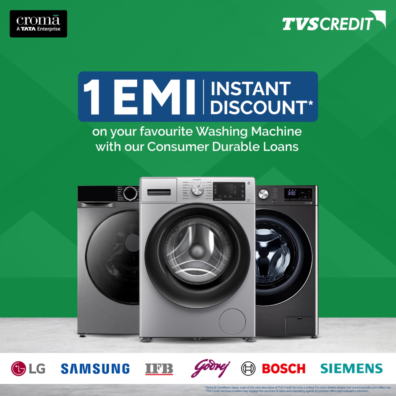 10% Instant Discount on Washing Machine at Croma outlets