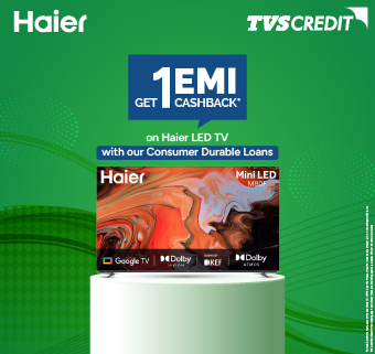 Get 1 EMI Cashback* on Haier TV Panels at No Cost EMI*