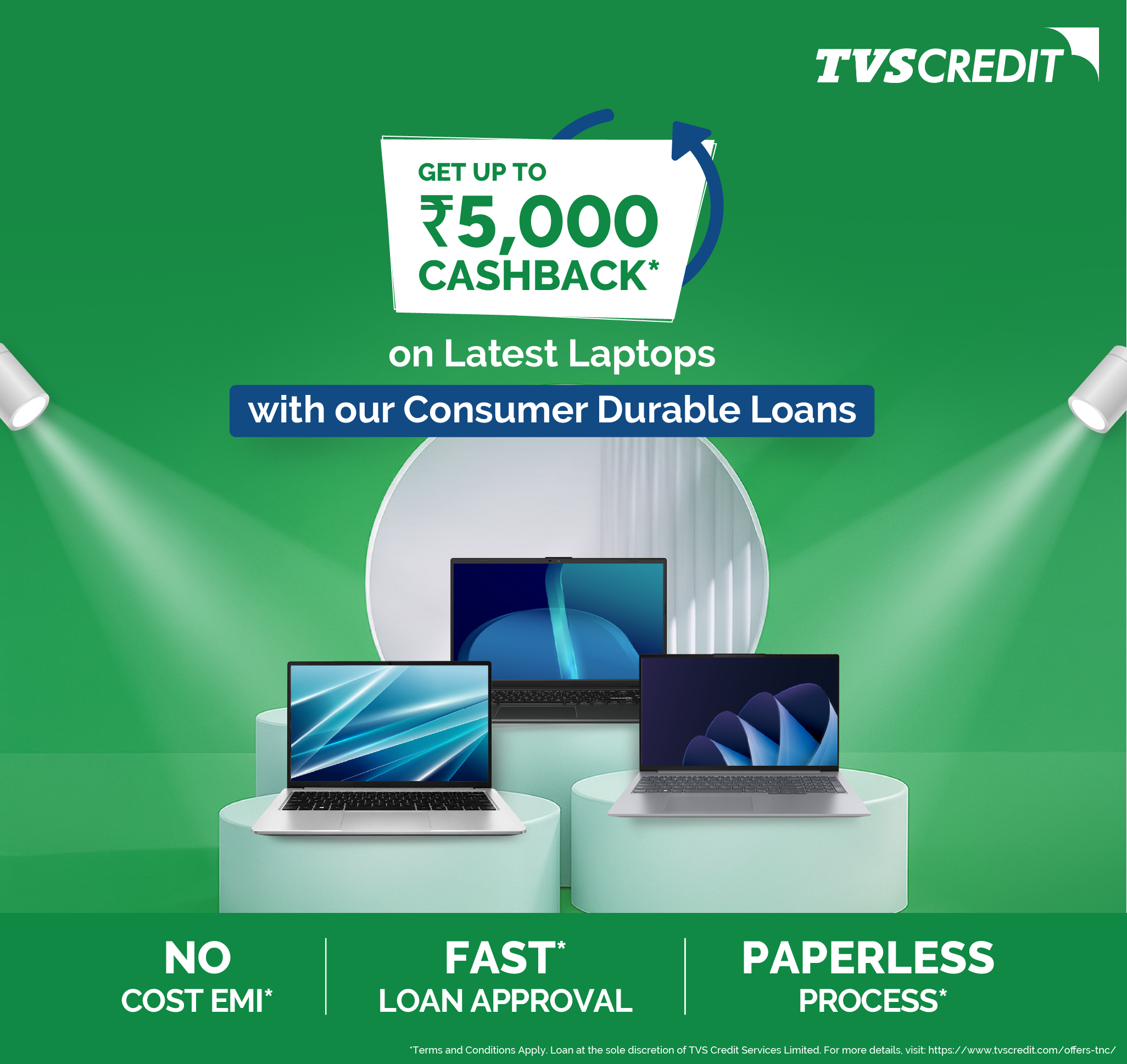Rs. 5000 Cashback on Laptop at No Cost EMI