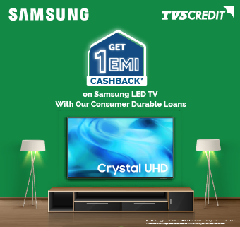 Get 1 EMI Cashback* on Samsung TV Panels at No Cost EMI*