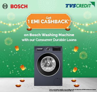 Festive Season Offer: Get 1 EMI Cashback on Bosch Washing Machine with our Consumer Durable Loans